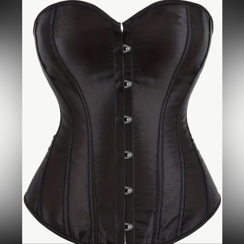 Black Solid Strapless Corset